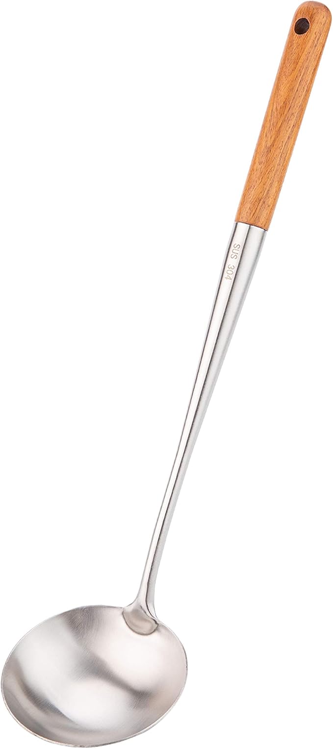 FJNATINH Solid 304 Stainless Steel Skimmer Slotted Spoon Colander Strainer Ladle for Cooking and Frying, Kitchen Utensils Wire Strainer Pasta Strainer Spoon