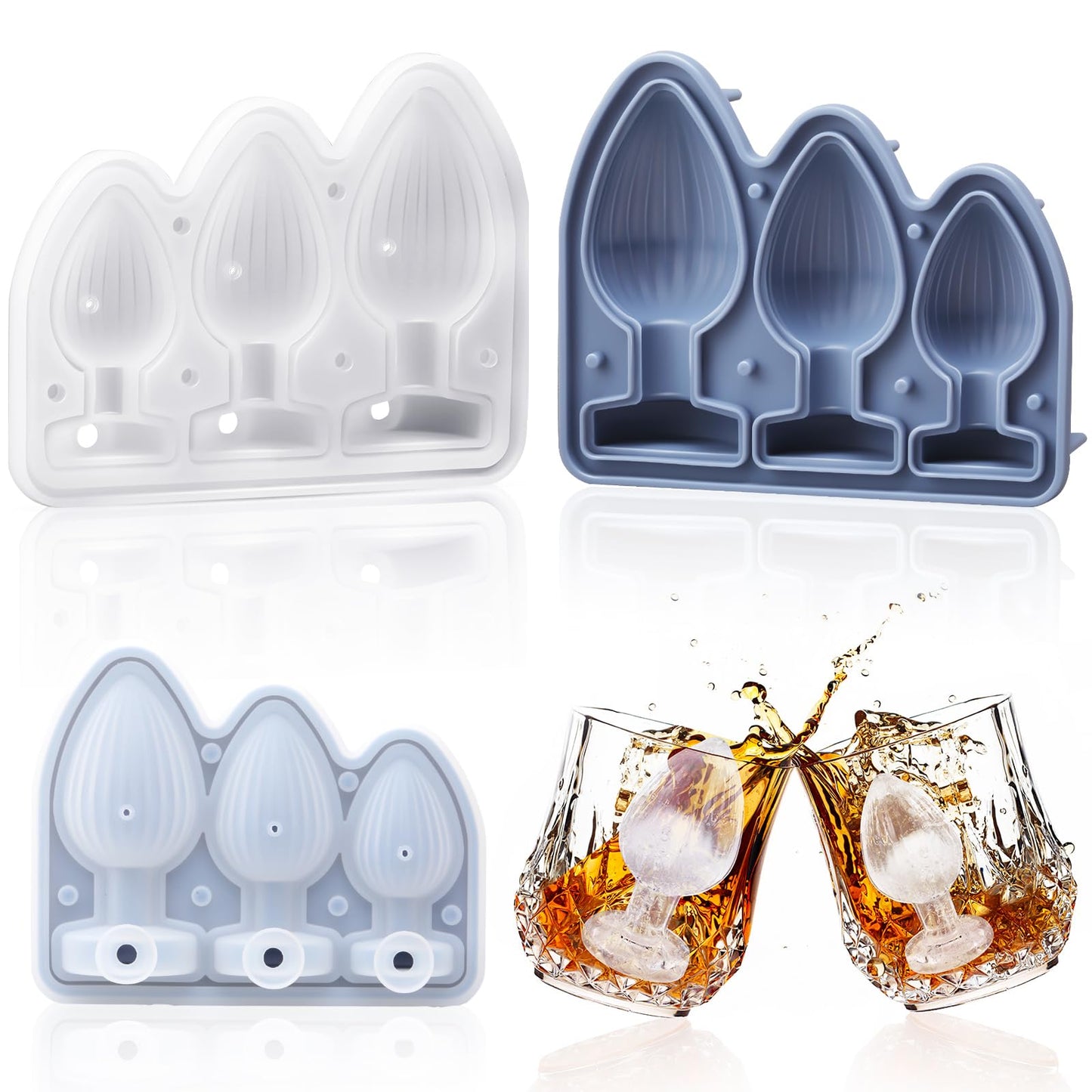 Hoolerry Ice Cube Molds Cube Trays Fun Shape Silicone, Blue, Multi-size