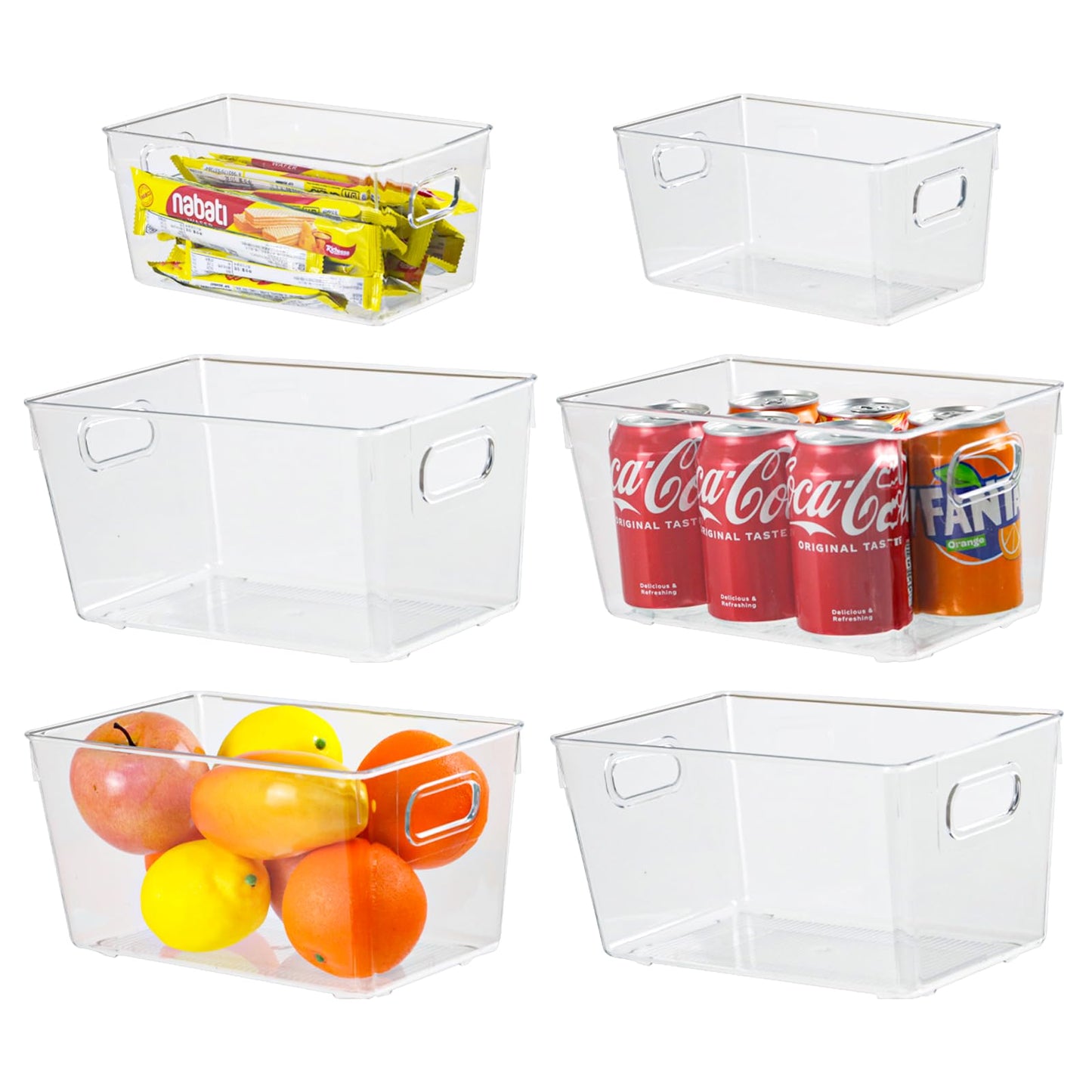 ZEXALOR 10 PACK Clear Storage Bins Clear Storage Containers for Kitchen Pantry Organization, Organizing Bins with Built in Handles, Cabinet Organizers