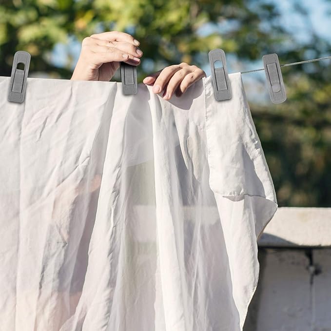 Tinfol Velvet Hanger Clips, 50Pack Gray Pants Velvet Clips, Clothes Hanger Clip, Large Opening Clothes Pin Strong Finger Flocked Clips Perfect for Use with Slim-line Clothes Velvet Hangers