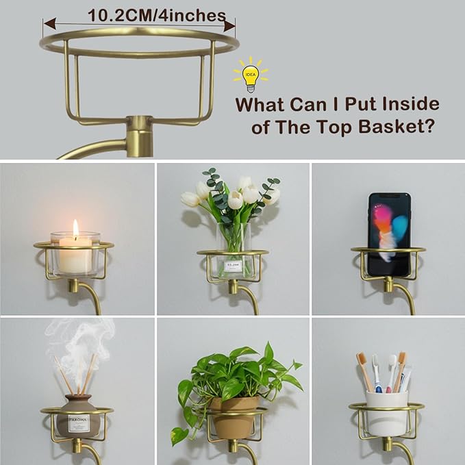100% Solid Brass Hand Towel Holder, Champagne Bronze Towel Hook, Bathroom Towel Holder with Candle Holder for Wall Décor, Brass Bathroom Accessories, Wall Vase Holder