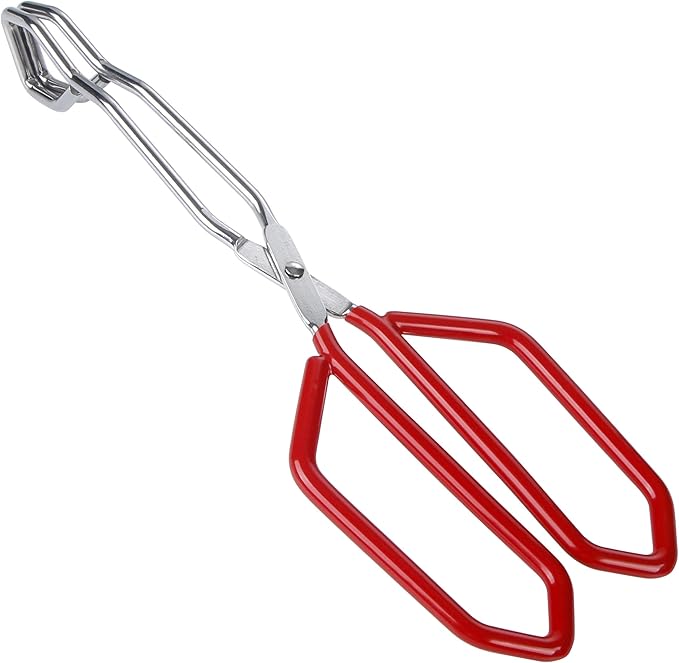 MSY BIGSUNNY Stainless Steel Scissor Tongs Heavy Duty Cooking Tongs with Soft Handles (2, red 11" + 11")