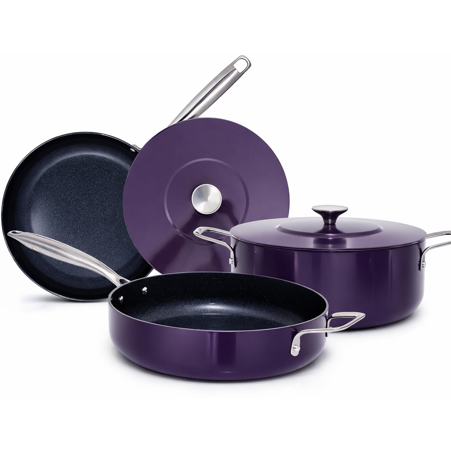 Nuwave Essential Series 5PC Ceramic Cookware Set PFAS-Free, Dishwasher Safe