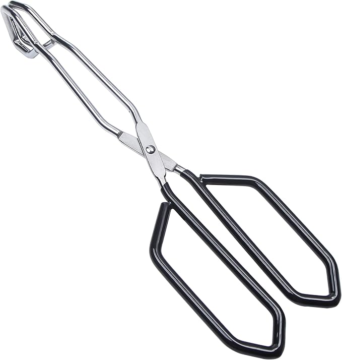 MSY BIGSUNNY Stainless Steel Scissor Tongs Heavy Duty Cooking Tongs with Soft Handles (2, red 11" + 11")