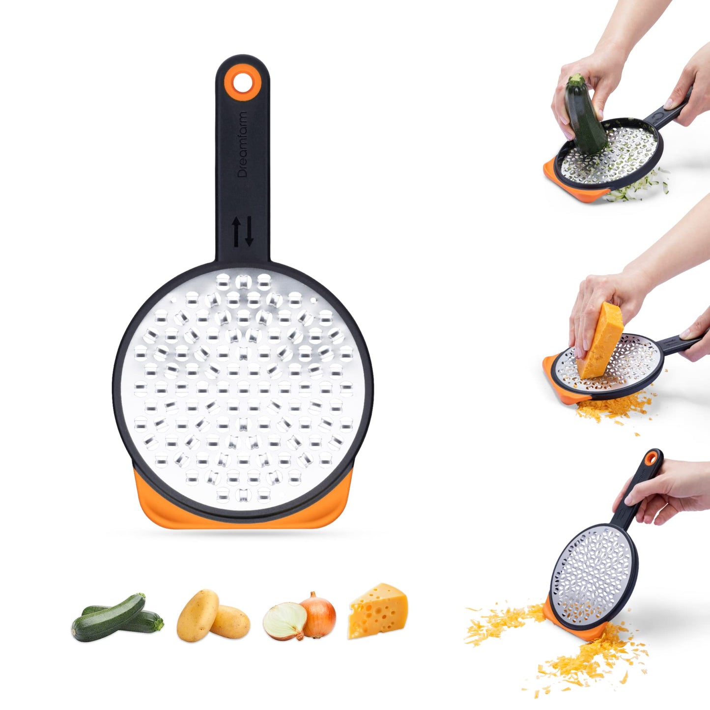 Dreamfarm Ograte Double Sided Cheese Grater - 3mm Medium Grating, Yellow