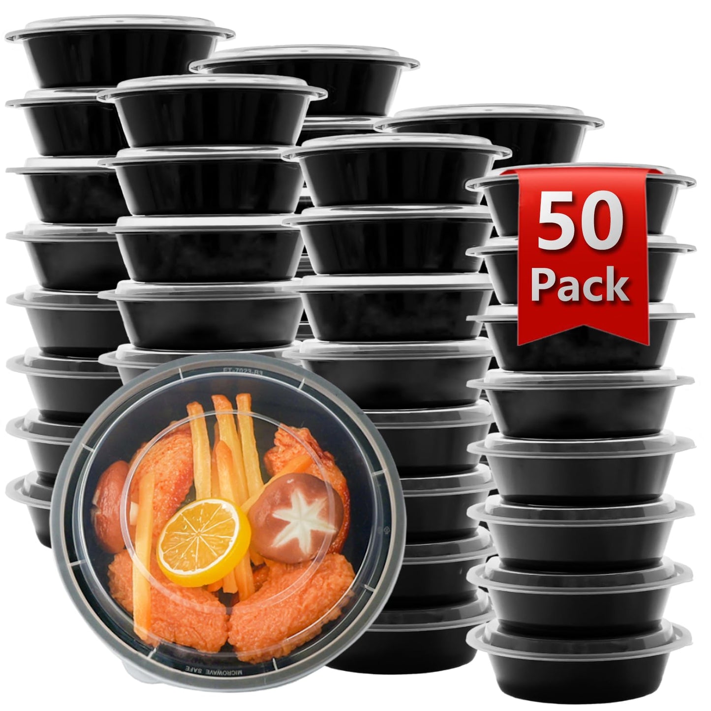 tropipak Meal Prep Containers, Food Containers with Lids, 24 oz, 50 Pack