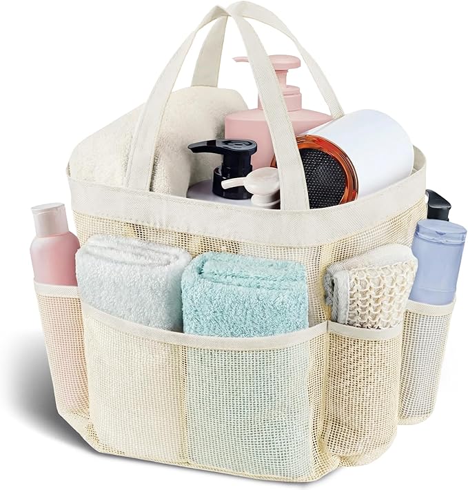 Attmu Mesh Shower Caddy Portable, Quick Dry Hanging Shower Tote Bag for College Dorm Room Essentials, Large Capacity Caddy Dorm for Bathroom Gym Swimming