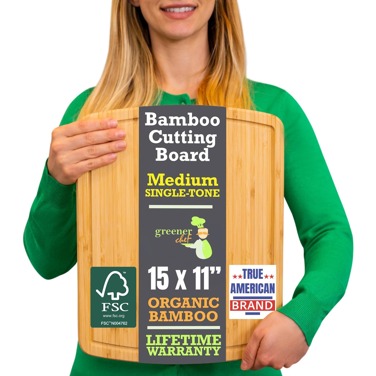 GREENER CHEF 12 Inch Small Bamboo Cutting Board with Lifetime Replacements - Small Wooden Chopping Board for Kitchen, Meat, Vegetables, Cheese, Bread, Charcuterie, and Everyday Food Prep