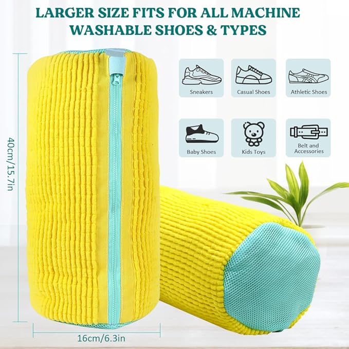 Shoe Washing Machine Bag 4 Pack, Shoes Washer Bags Durable Laundry Shoe Bag for Washer and Dryer, Reusable Shoe Cleaning Bags, Sneaker Washing Machine Bag, Yellow