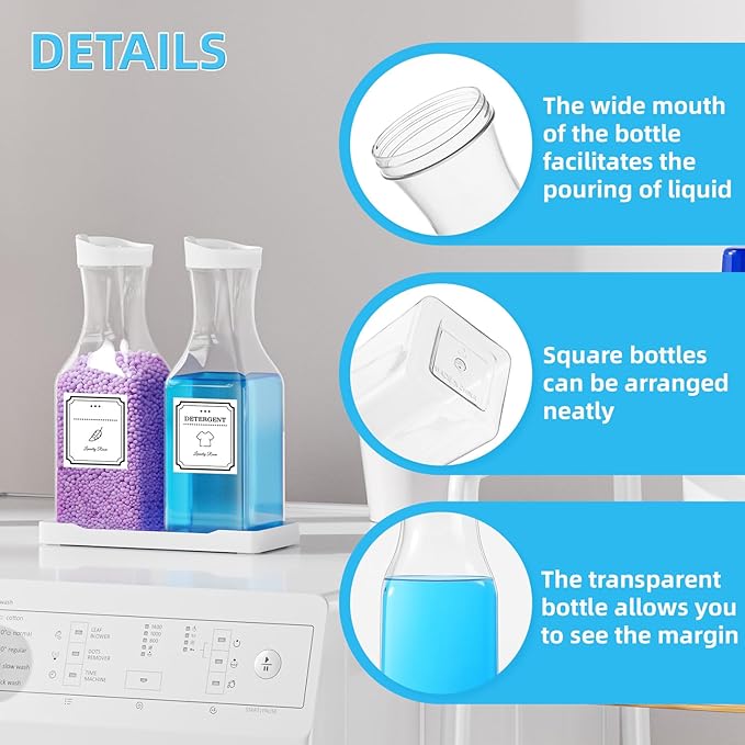 Laundry Detergent Dispenser,Laundry Soap Dispenser,Laundry Detergent Container,35OZ Fabric Softener Dispenser with Tray,Liquid Laundry Detergent Dispenser, Laundry Room Organization,Extra 4 Labels
