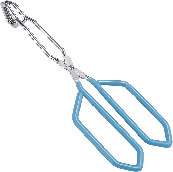 MSY BIGSUNNY Stainless Steel Scissor Tongs Heavy Duty Cooking Tongs with Soft Handles (2, red 11" + 11")