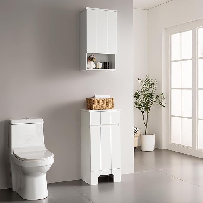 Bathroom Wall Cabinet with Single Door, Soft-Close Hinges, 15x27 inch Wooden Medicine Cabinet for Small Kitchen, Laundry, Entryway, Durable MDF Construction