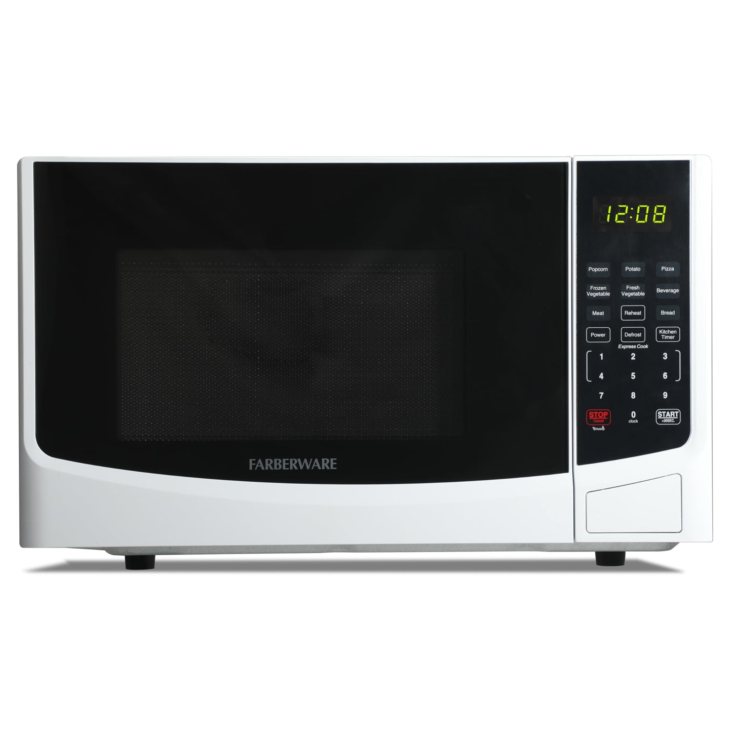 Farberware 0.7 Cu. Ft. Countertop Microwave Oven – 700 Watts Power, Auto Cook Settings, Defrost, Easy Clean and Child Safety Lock - White