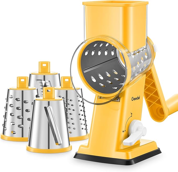 Geedel Upgraded Rotary Cheese Grater Hand Crank, Vegetable Shredder Slicer