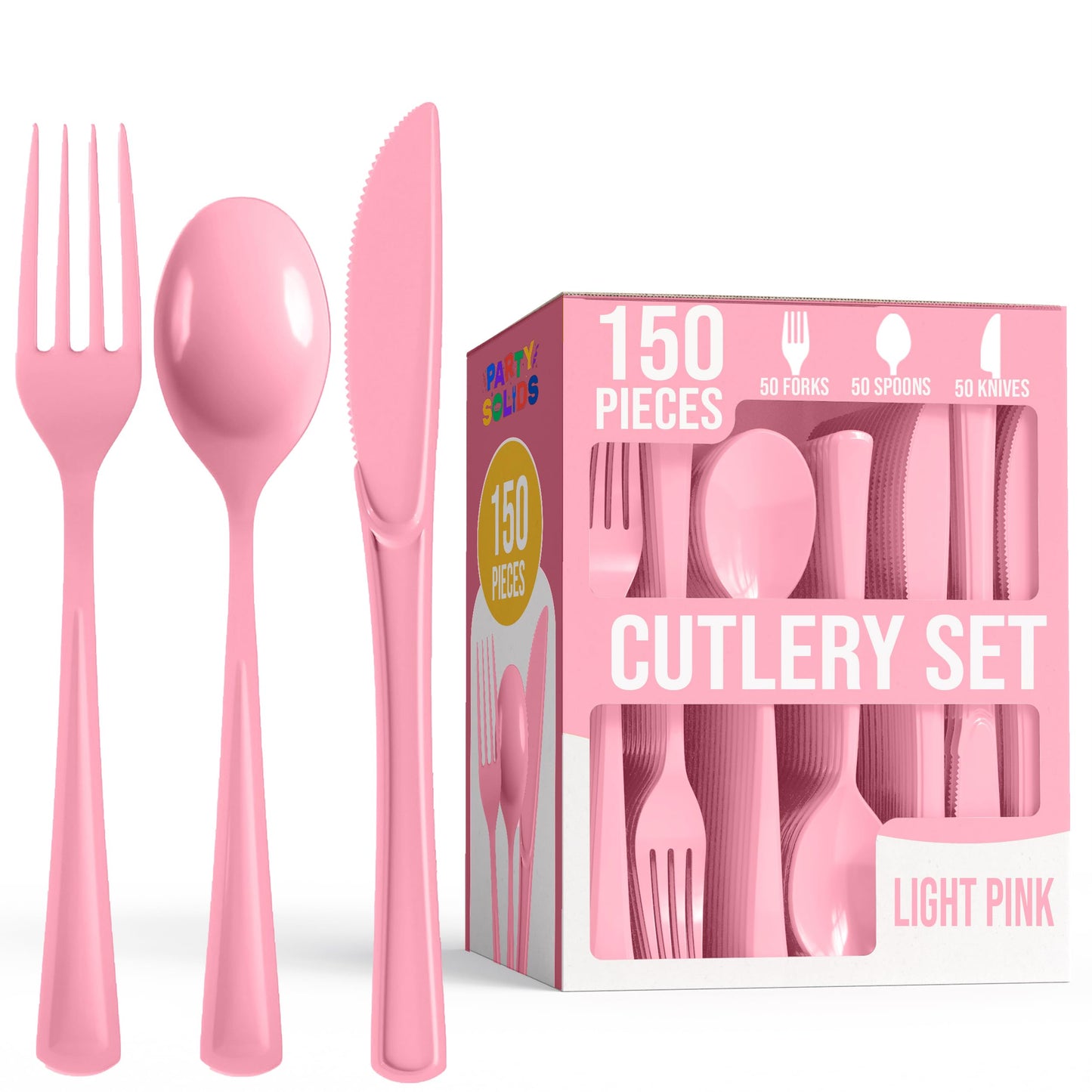 Party Solids Red Plastic Silverware 150 Pcs Red Cutlery Set