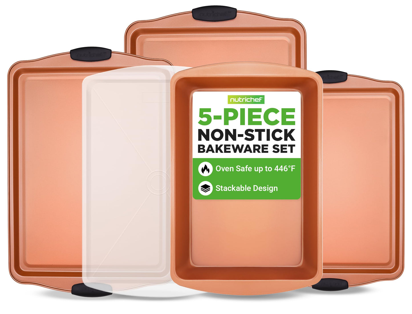NutriChef 10 Pc Baking Pans Set Nonstick, Cookie Sheet and Pizza Pans
