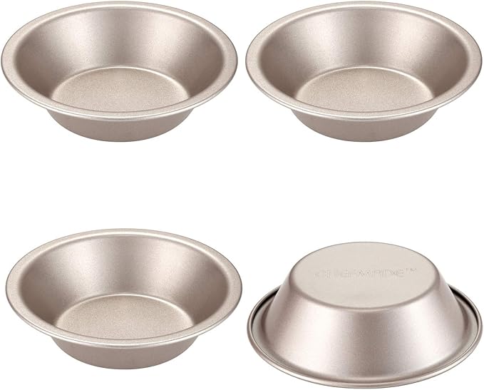 CHEFMADE Mini Cheese Cake Pan Set, 4-Inch 4Pcs Non-Stick Round Cake and Loaf Bakeware for Oven and Instant Pot Baking (Champagne Gold)