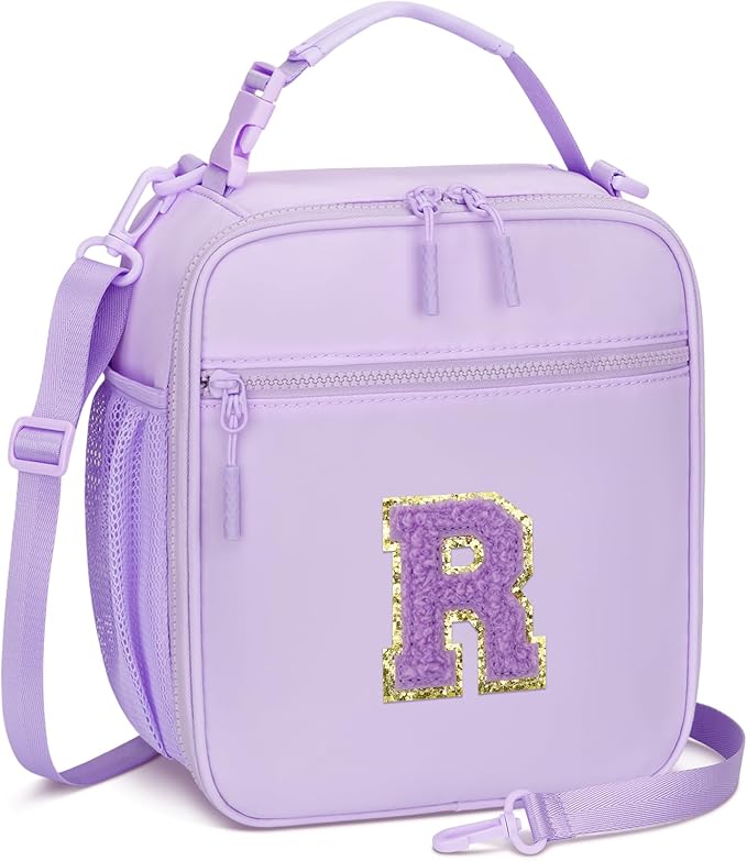 CLOUDWINGS Lunch Box Kids Large Initial Insulated Lunch Bag for Girls