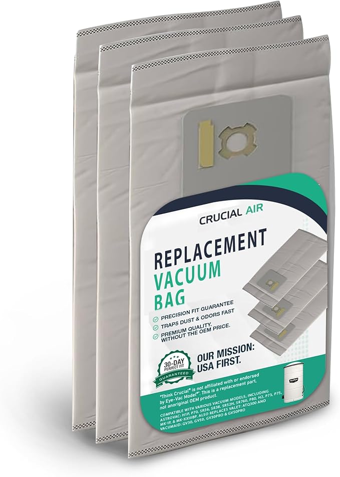 6 Valet & VacuMaid Vacuum Bags Compatible with AstroVac, Part # HPB2HPK & HPB2H, Fits Models: H1P, P70, SR36, SR38, SR52H, ATQ300, GV30, GV50, GV30PRO & GV50PRO - by Think Crucial (6 Pack)
