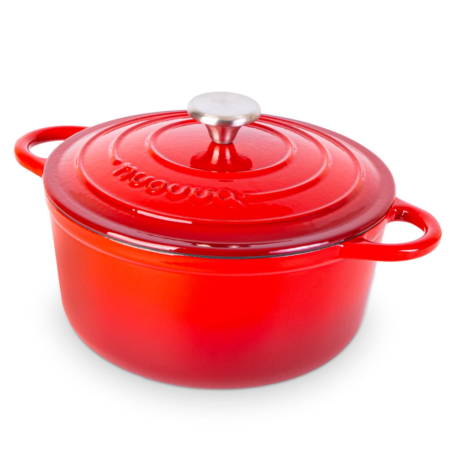 Nuovva Enamelled Cast Iron Dutch Oven Pot with Lid – 6.4 Quart Non Stick Casserole Pot – Heavy Duty & Oven Safe up to 500° F for Bread Baking, Braising, Stews, Roasting – 28cm Black