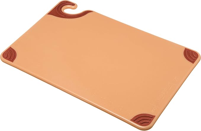 San Jamar Saf-T-Grip Plastic Cutting Board with Safety Hook, 12" x 18" x 0.5", Green