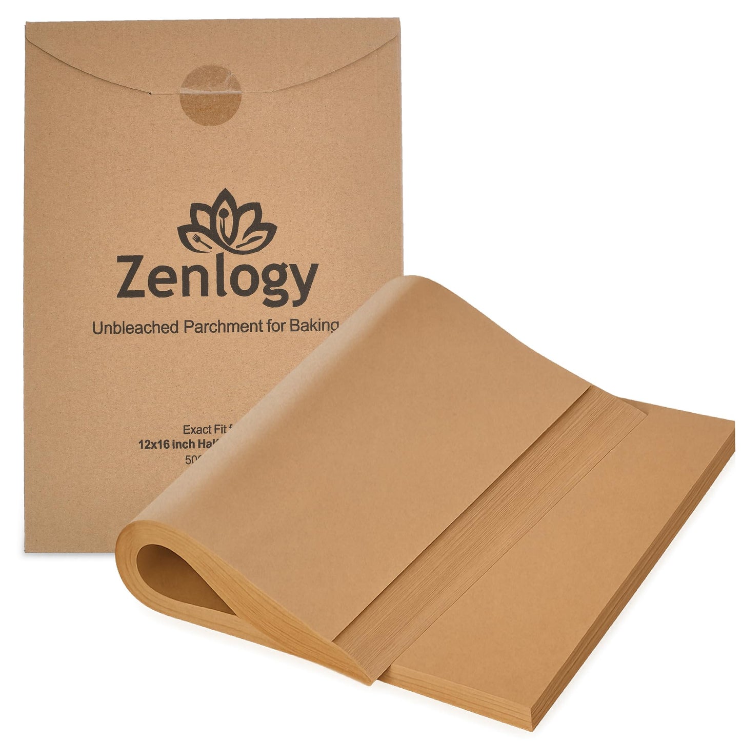 Zenlogy 12x16 Parchment Paper, 500 Sheets, Pre-Cut, Fits Half Sheet Pans
