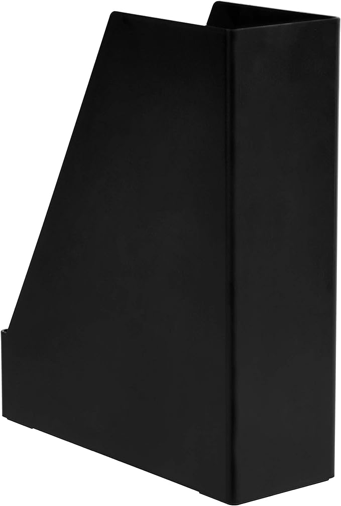 Amazon Basics Plastic Desk Organizer Vertical Magazine Rack and File Holder, Black, 12-Pack