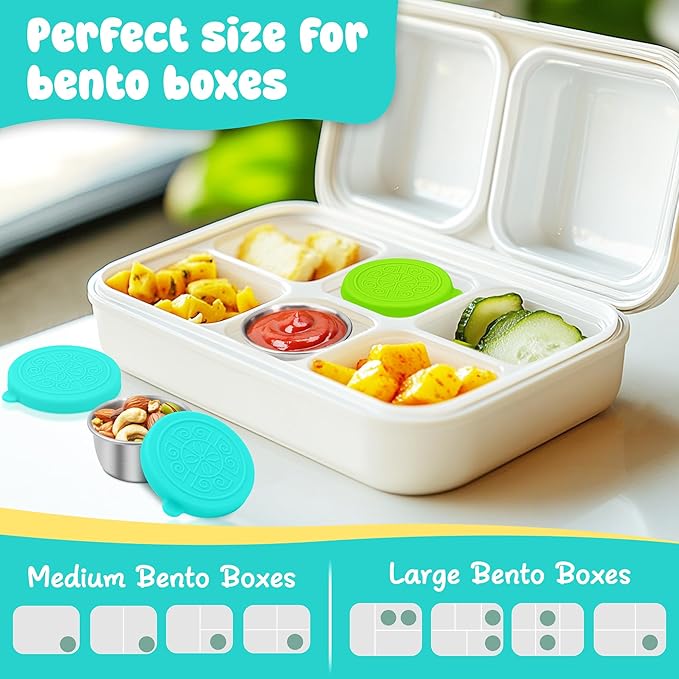6x1.6 oz Salad Dressing Container to Go, Leakproof Reusable Stainless Steel Small Container with Lid,Sauce Containers for Lunch box,Picnics,Travel,Office and Meal Prep