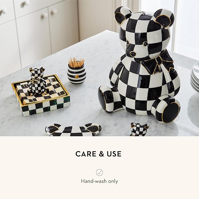 MACKENZIE-CHILDS Ceramic Cookie Jar with Lid, Courtly Bear