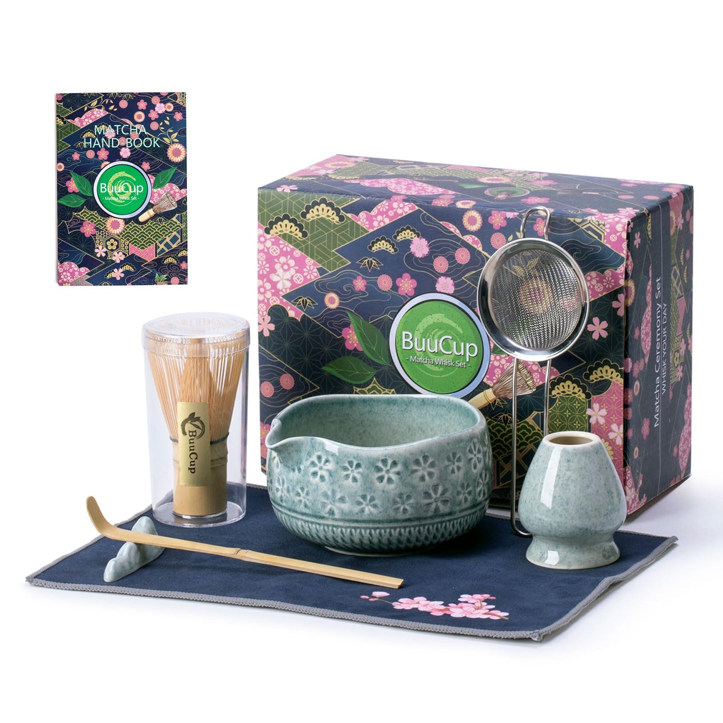 Buucup Matcha Whisk Set, Ceramic Kit with Bowl & Bamboo Accessories