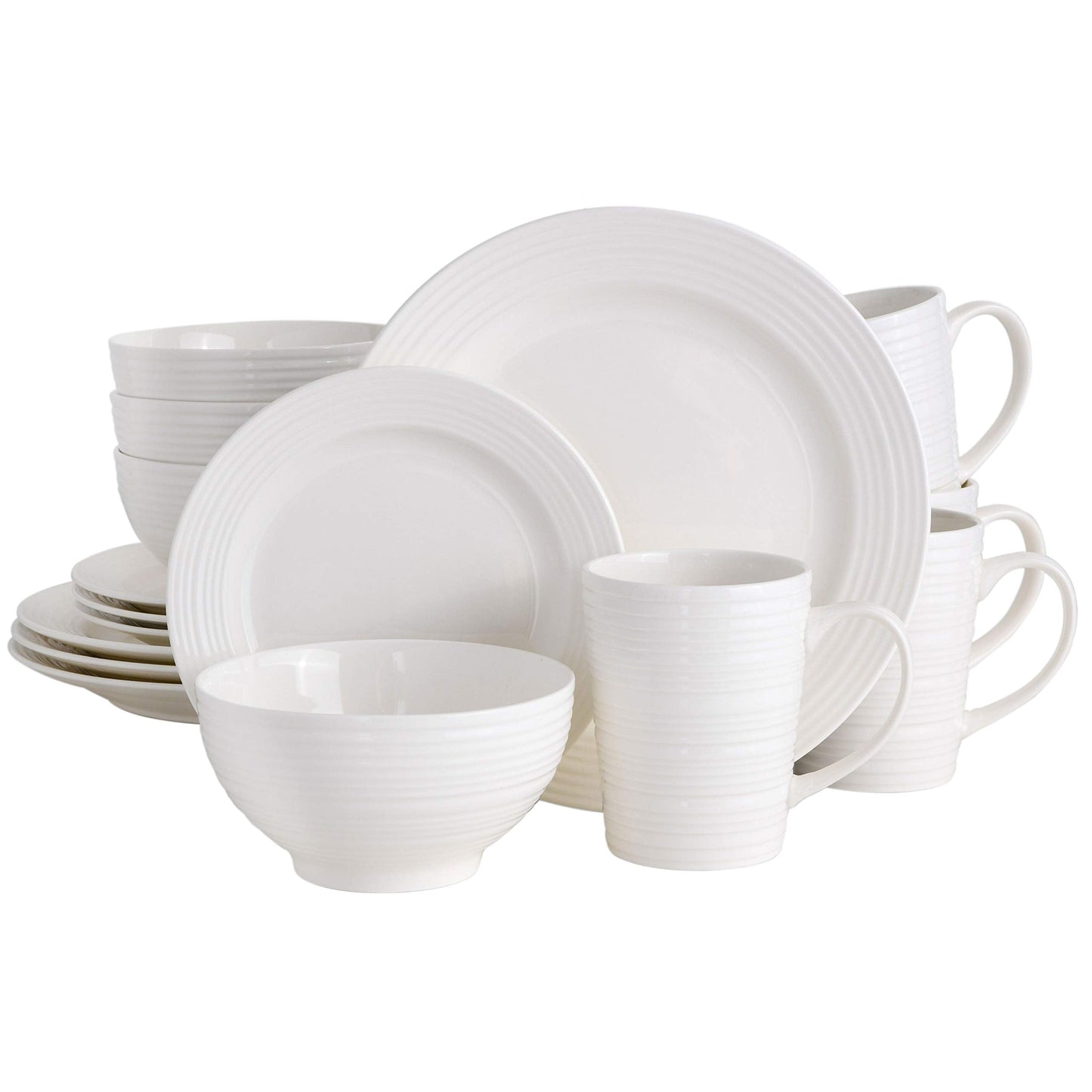 Gibson Home Zen Buffet Hard Square Porcelain Chip and Scratch Resistant Dinnerware Set, White, Service for 8 (24pcs)