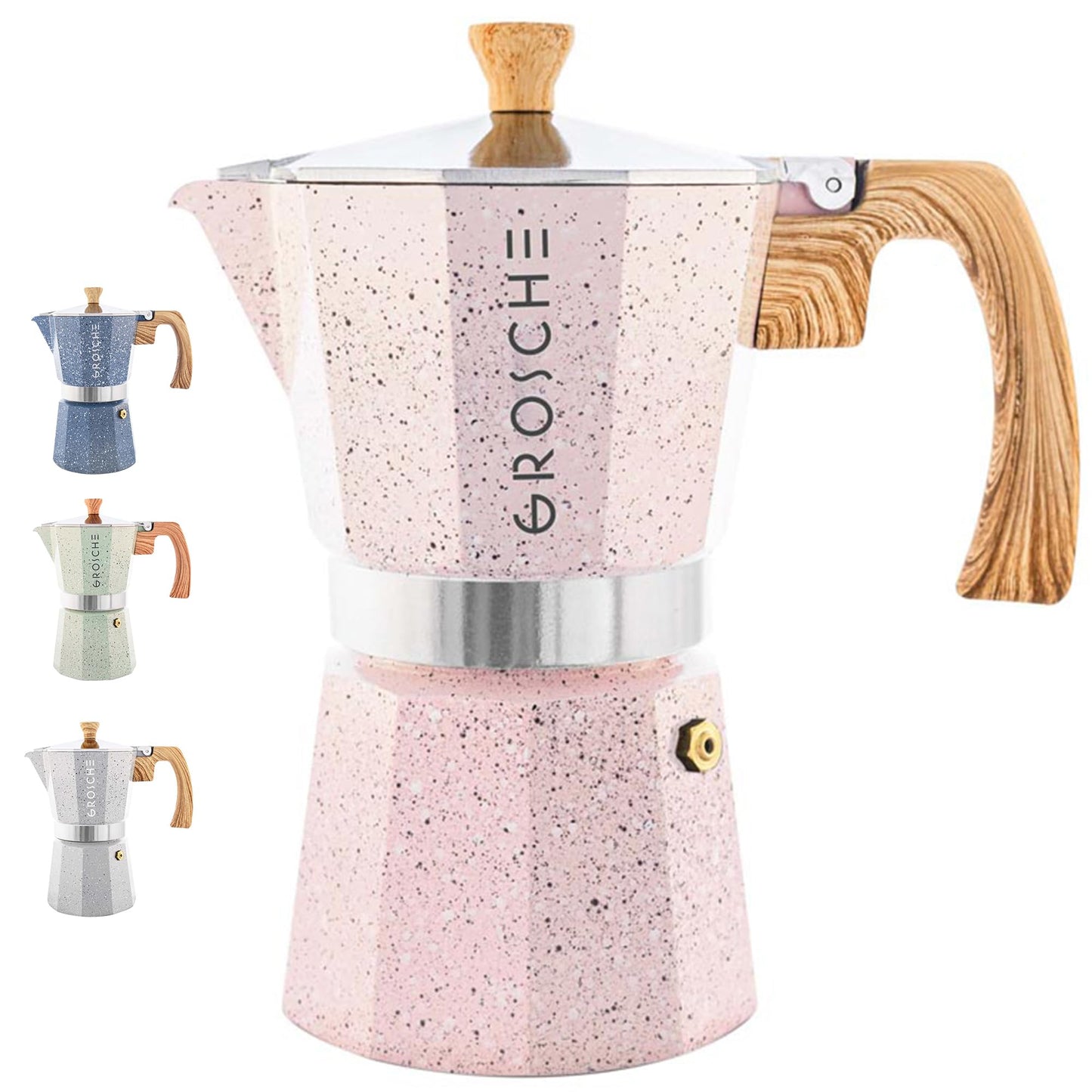 GROSCHE Milano Stovetop Espresso Maker Moka Pot 6 espresso Cup, 9.3 oz Blue