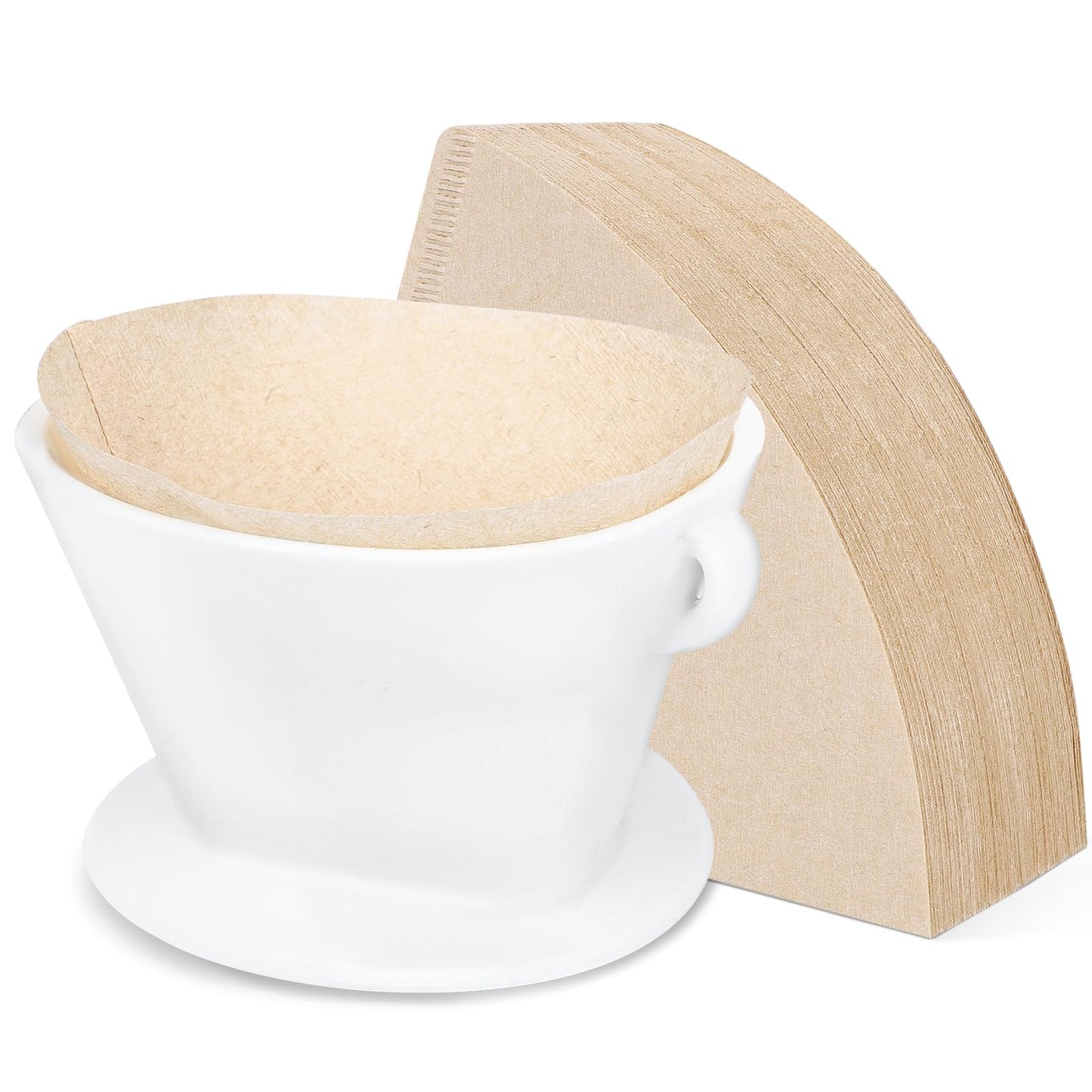 Segarty Camping Coffee Dripper Set, Collapsible White Silicone Coffee Maker with 200PCS Disposable Coffee Filter Cone Paper, Single Serve Dripping Brewer for Travel Backpacking