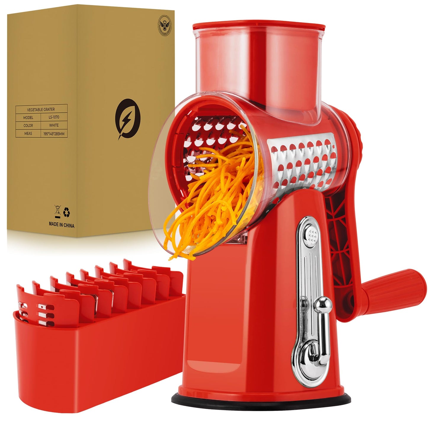SUSTEAS Rotary Cheese Grater 5 Blades,Kitchen Mandoline Vegetable Slicer