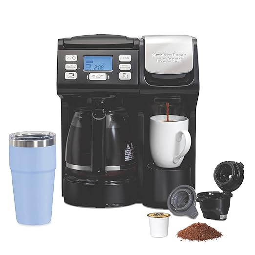 Hamilton Beach FlexBrew Trio 2-Way Coffee Maker, Compatible with K-Cup Pods or Grounds, Combo, Single Serve & Full 12 Cup Coffee Pot, White, Fast Brewing, Removeable Reservoir