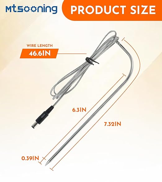 2-Pack Temperature Meat Probe with Thermometer Probe Holder Clip