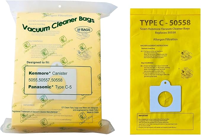 20PK Type C/Q Vacuum Paper Bags Replace Kenmore 5055 50557