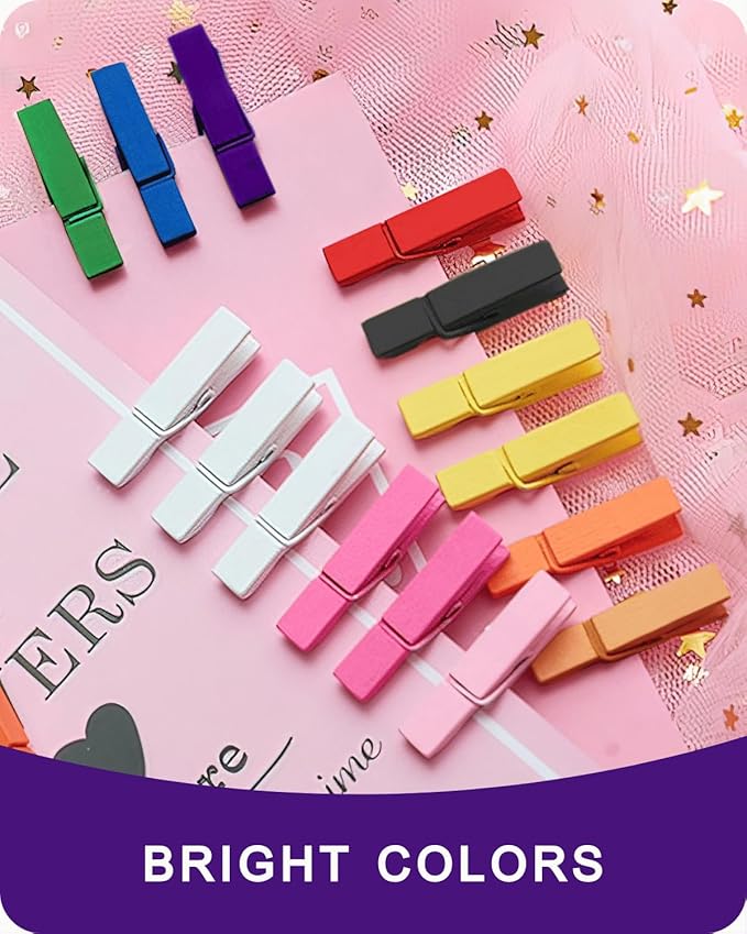 Mini Clothes Pins Wooden Colored Small Clothespins for Photo 1.4 Inch 50 PCS Green, Tiny Clips Close Pin for Baby Shower Classroom Crafts Project Decorations Hanging Pegs