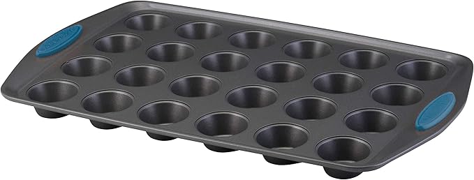 Rachael Ray Yum -o! Nonstick Bakeware 12-Cup Muffin Tin With Grips / Nonstick Cupcake Tin With Grips - 12 Cup, Gray