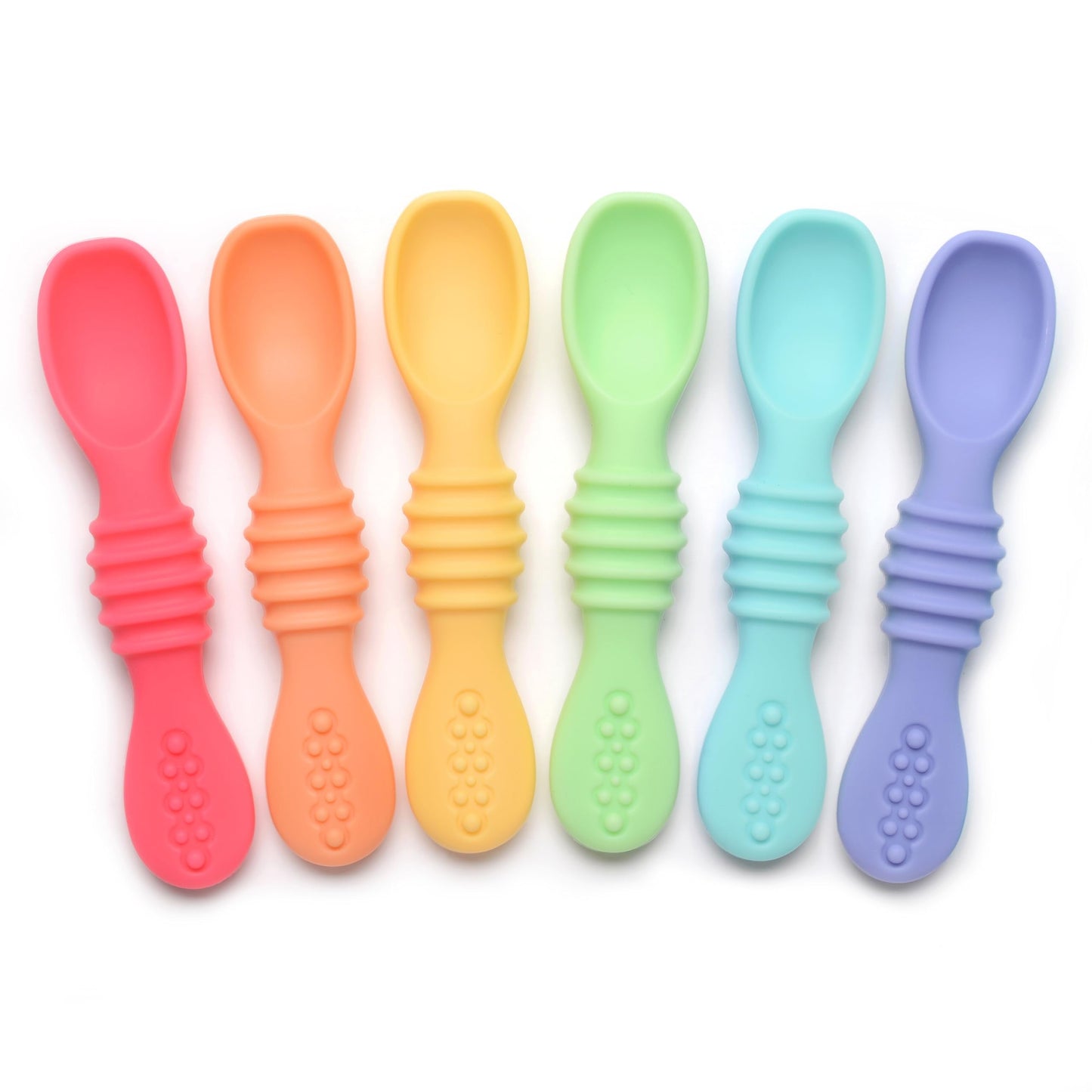 PrimaStella Silicone Chew Spoon Set for Babies and Toddlers | Safety Tested | BPA Free | Baby Spoon 6 Pack