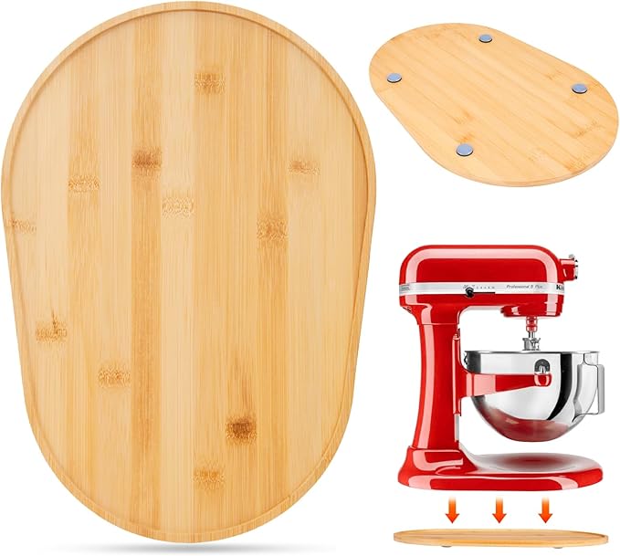 Mixer Mat Slider for KitchenAid 5-8 Qt Tilt Head Stand Mixer - Bamboo Kitchen Appliance Sliding Tray Mixer Mover Slider Board Compatible with Kitchen aid 5-8 Qt Stand Mixer, KitchenAid Artisan
