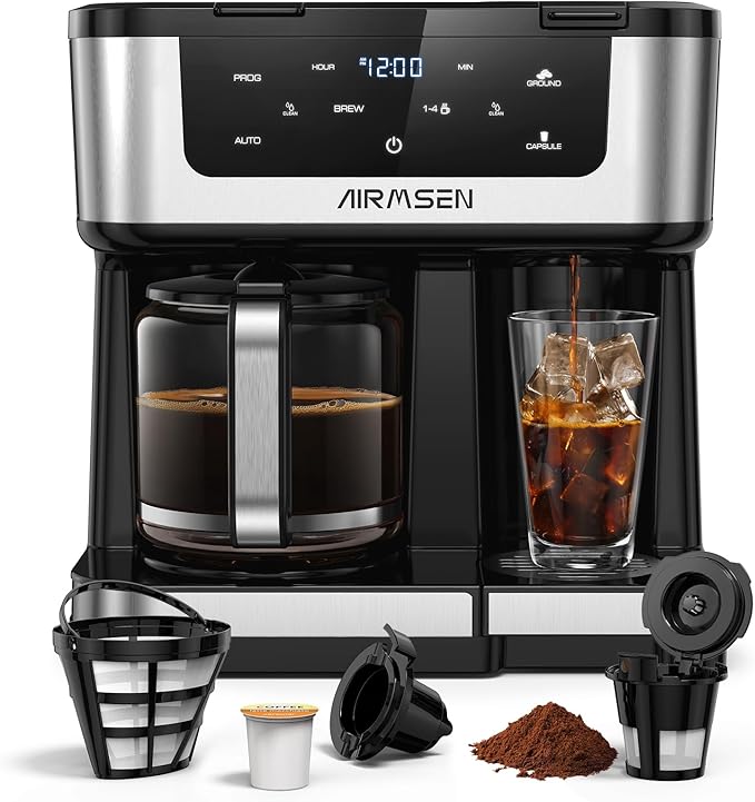 AIRMSEN 14-Cup Programmable Drip Coffee Maker – 1000W Fast Brewing Coffee Machine with Timer, Delay Start & 2H Keep-Warm, 73oz Tank, Touchscreen & Glass Carafe – Perfect for Home & Office Use