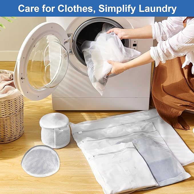 8 Pack Mesh Laundry Bags for Delicates, Laundry Bags Mesh Wash Bags in 7 Sizes (Include Bra and Lingerie Wash Bags), Lingerie Bags for Washing Delicates, Garment Bag for Washing Machine