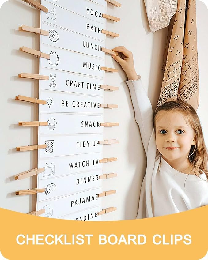 Clothes Pins, Wooden Clothespins for Crafts, Strong Grip Close Pins Birchwood Clothes Clips Laundry Clothesline Clothespin Clothing Pegs for Hanging Baby Clothing Photos, 2.83 Inch, Pack of 50