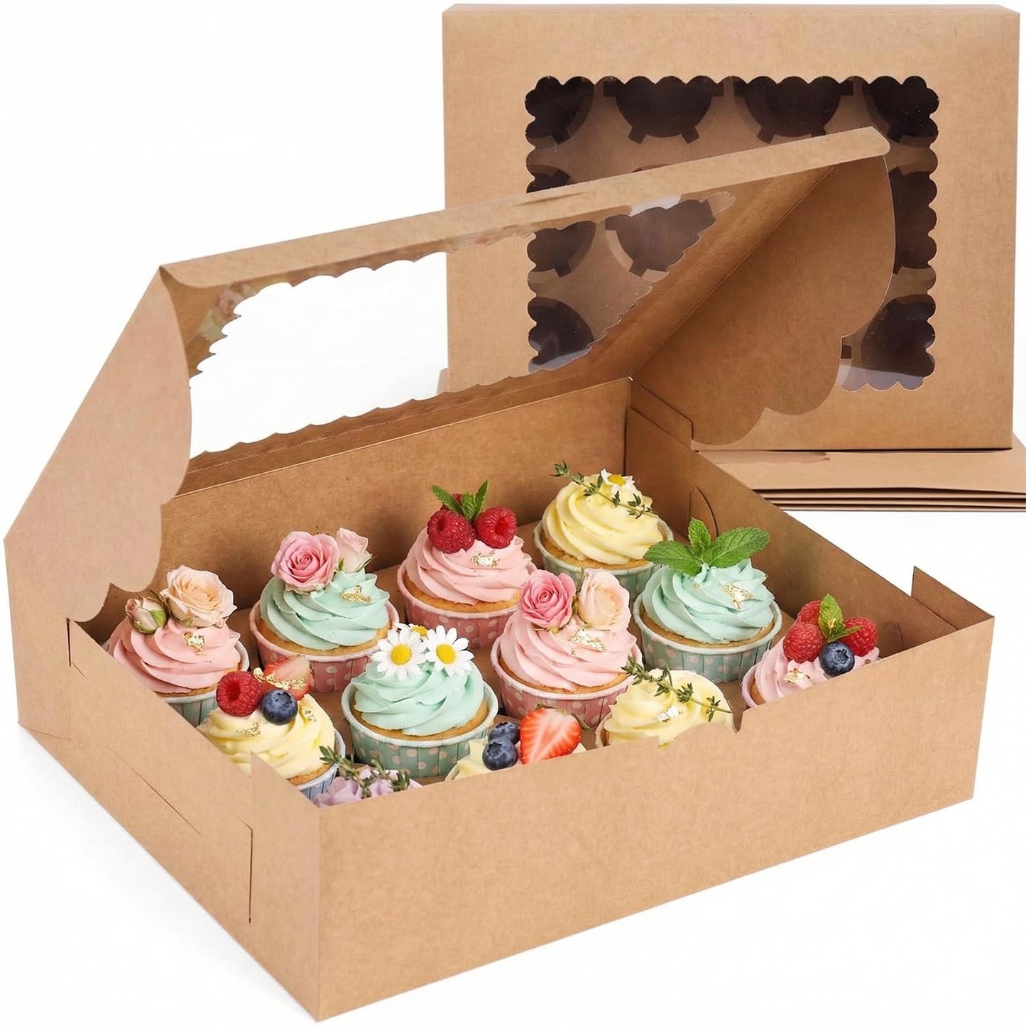 VGOODALL 6 PCS Cupcake Containers, 12 Count Cupcake Holders with Window