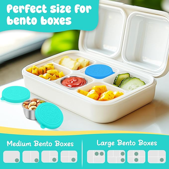 6x1.6 oz Salad Dressing Container to Go, Leakproof Reusable Stainless Steel Small Container with Lid,Sauce Containers for Lunch box,Picnics,Travel,Office and Meal Prep