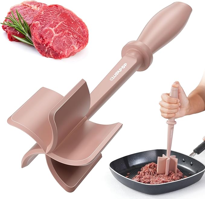 CLUEAPOP Heat Resistant Nylon Meat Chopper and Potato Masher, Safe for Non-Stick Cookware, 11-Inch,Heat Resistant Meat Masher for Hamburger Meat, Ground Beef Smasher, Potato Masher Tool