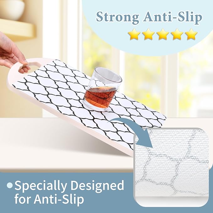Shelf Drawer Liners for Kitchen Cabinets 17.3 x 354 Inches Non Adhesive Drawer Liner Thickened Refrigerator Liner Black Quatrefoil Strong Non-Slip Paper for Tool Box with Knife and Tape Measure