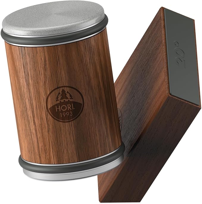 HORL 2 Oak Kitchen Knife Sharpener for Razor Sharp Edges Made in Germany - Rolling Sharpener for knives - Rolling Knife Sharpening Kit with Magnetic Holder with 15 & 20 Degrees