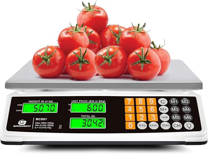 Price Computing Scale 88lb/40kg Commercial Food Scale for Produce Meat with Stainless Steel Large Platform, LCD Display, and Green Bright Backlight for Farmers Markets, Deli, （Not for Trade）